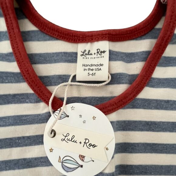 Lulu + Roo NWT 5/6 Yrs Blue and White Stripe Knot Girls Tank - Picture 3 of 5